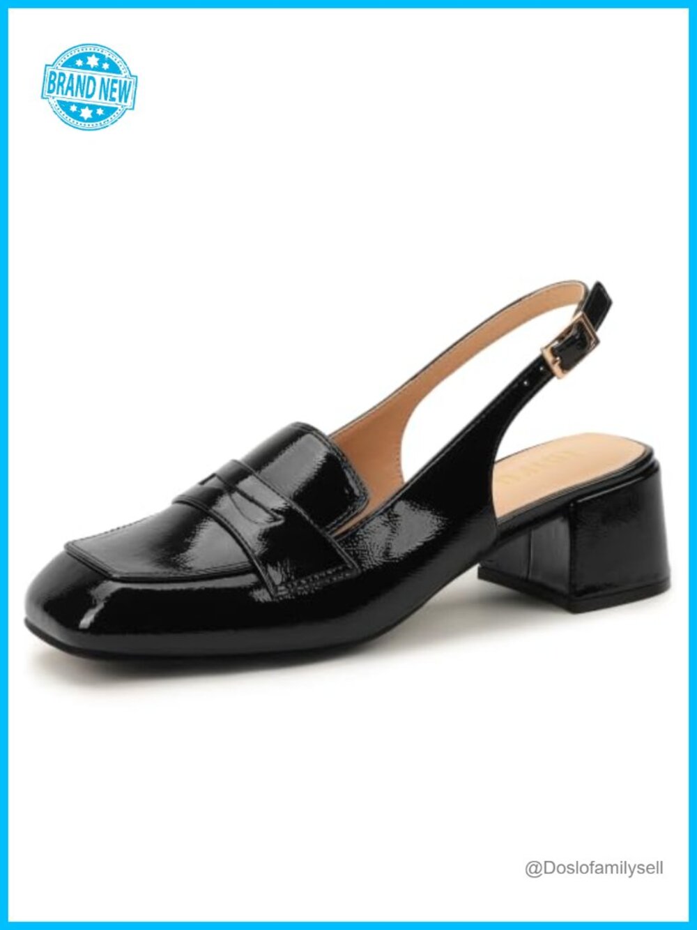 Women's Low Block Heeled Penny Loafers Slingback Pumps